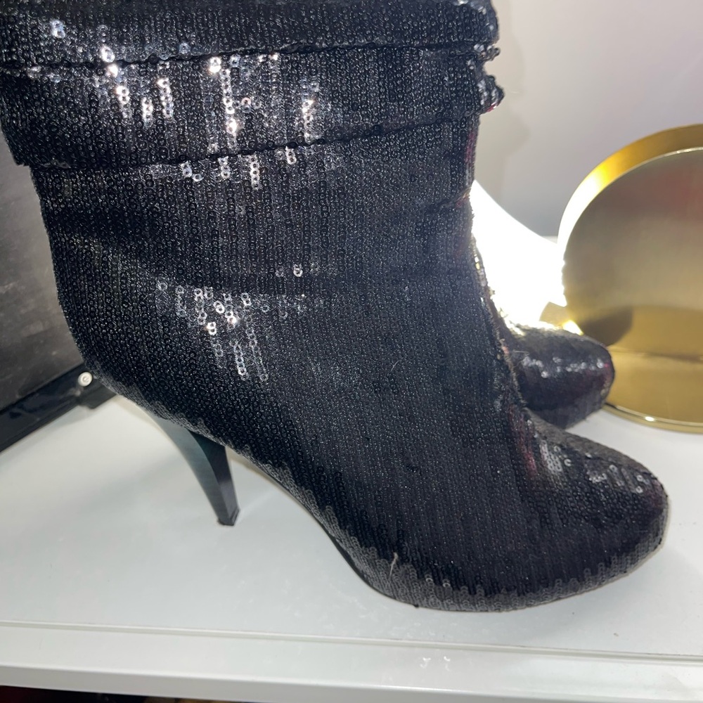 Sequin Black Ankle Boots